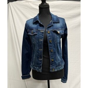 GUESS Y2K Streetwear Classic Dark Wash Stretch Denim Fitted Jacket S